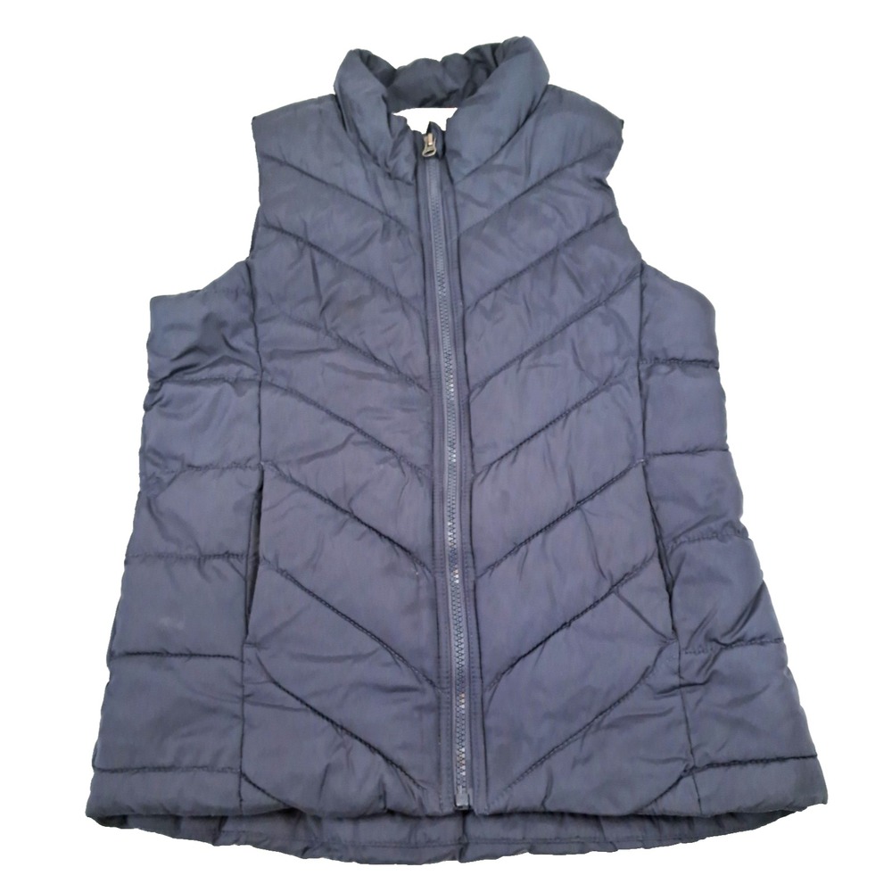 Old Navy Puffer Vest Frost Free Fleece Lined Girls L 10-12 Blue Outdoors Cozy‎
